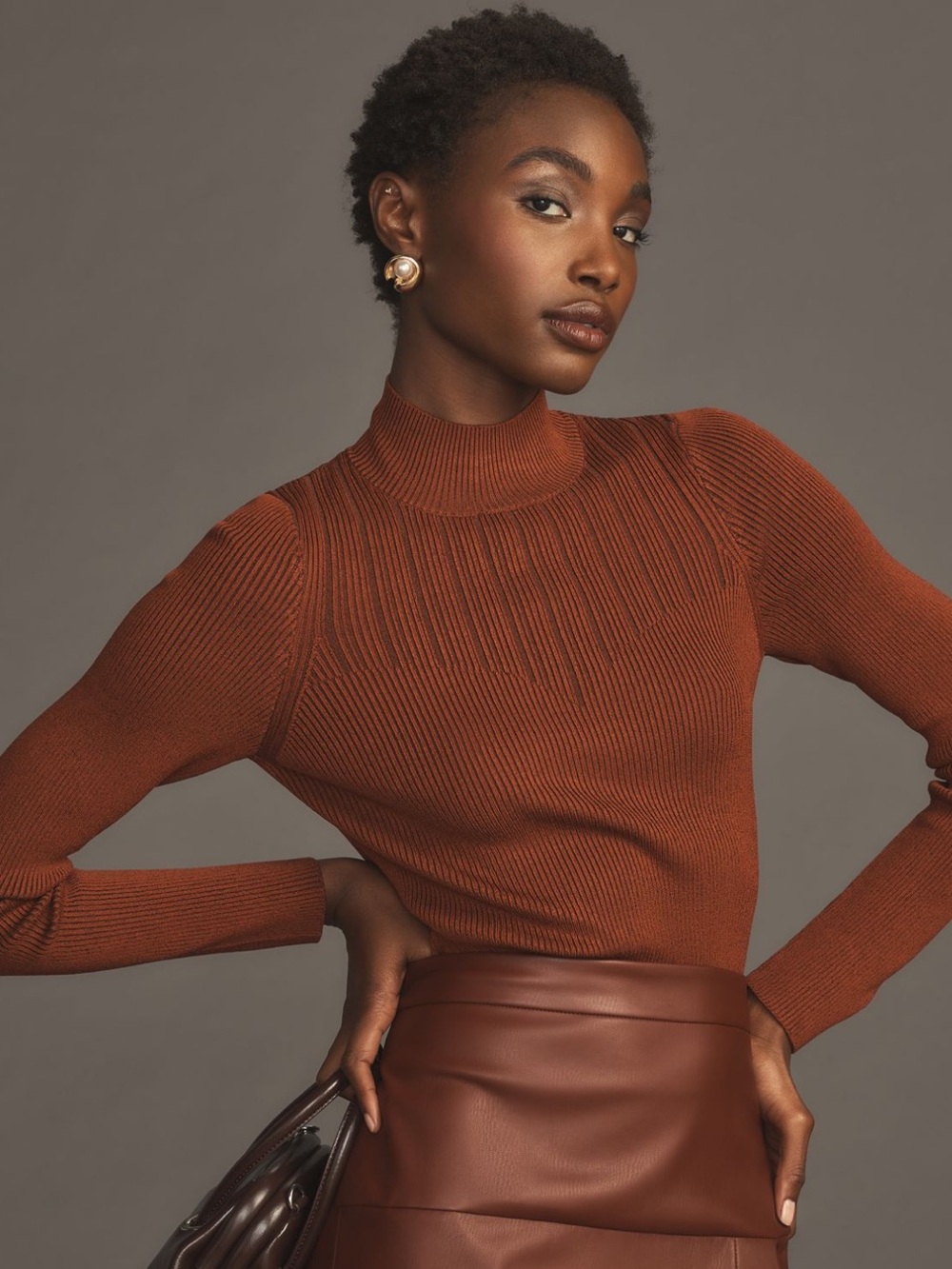 By Anthropologie Long Sleeve Corset Turtleneck Sweater